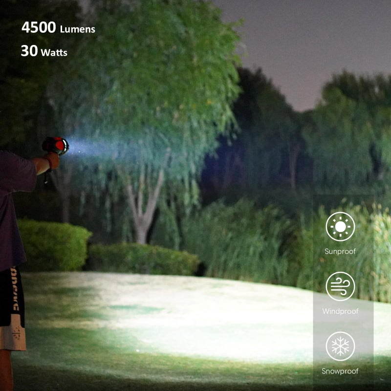 GOODSMANN LED Rechargeable Marine Handheld Spotlight up to 4500 Lumen Boat Spot Light Waterproof Searchlight Portable Flashlight with EVA Case USB Adapter Car Charger for Outdoor and Indoor Use - Image 5